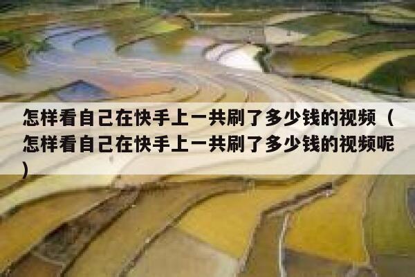 怎样看自己在快手上一共刷了多少钱的视频（怎样看自己在快手上一共刷了多少钱的视频呢） 第1张