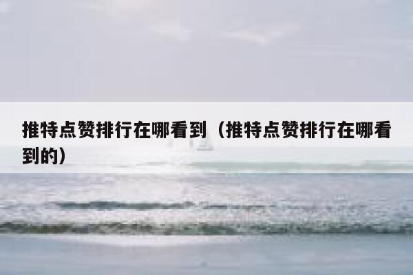 推特点赞排行在哪看到（推特点赞排行在哪看到的） 第1张