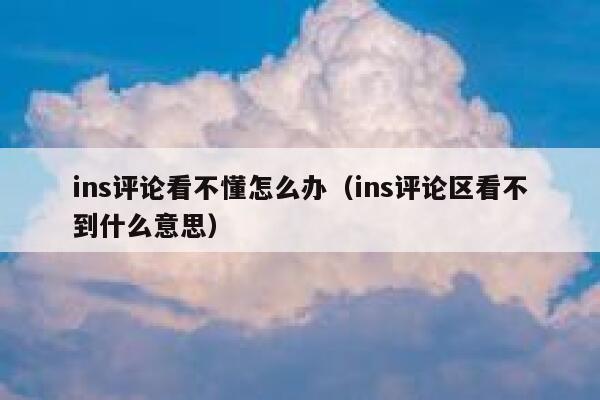 ins评论看不懂怎么办（ins评论区看不到什么意思） 第1张