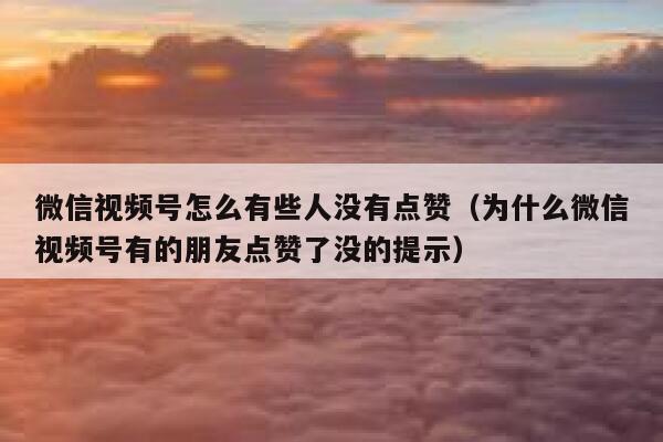 微信视频号怎么有些人没有点赞（为什么微信视频号有的朋友点赞了没的提示） 第1张
