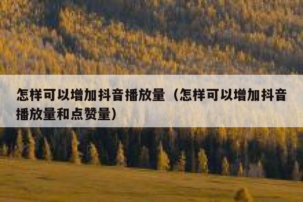 怎样可以增加抖音播放量（怎样可以增加抖音播放量和点赞量） 第1张