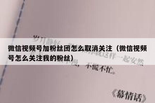 微信视频号加粉丝团怎么取消关注（微信视频号怎么关注我的粉丝） 第1张