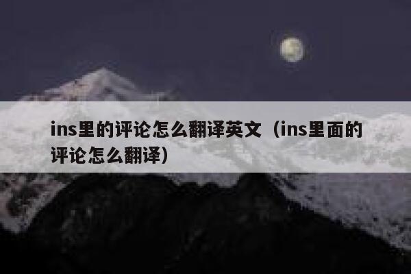 ins里的评论怎么翻译英文（ins里面的评论怎么翻译） 第1张