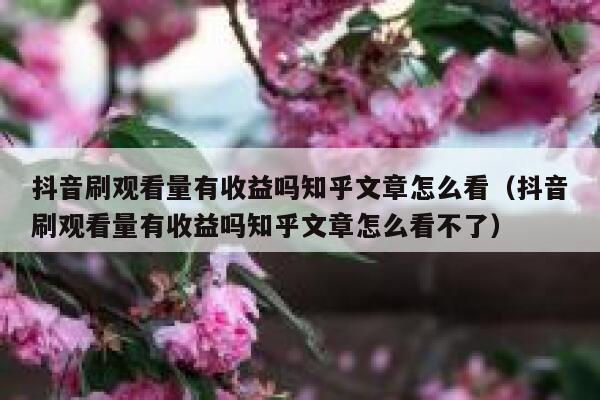 抖音刷观看量有收益吗知乎文章怎么看（抖音刷观看量有收益吗知乎文章怎么看不了） 第1张