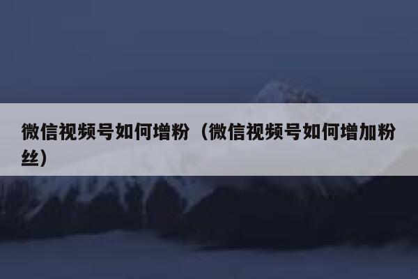 微信视频号如何增粉（微信视频号如何增加粉丝） 第1张