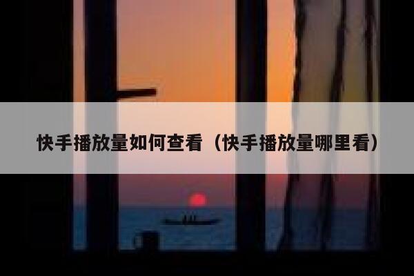 快手播放量如何查看（快手播放量哪里看） 第1张