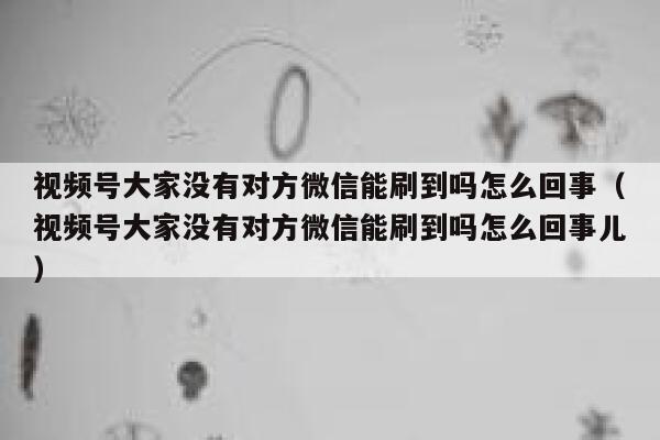 视频号大家没有对方微信能刷到吗怎么回事（视频号大家没有对方微信能刷到吗怎么回事儿） 第1张