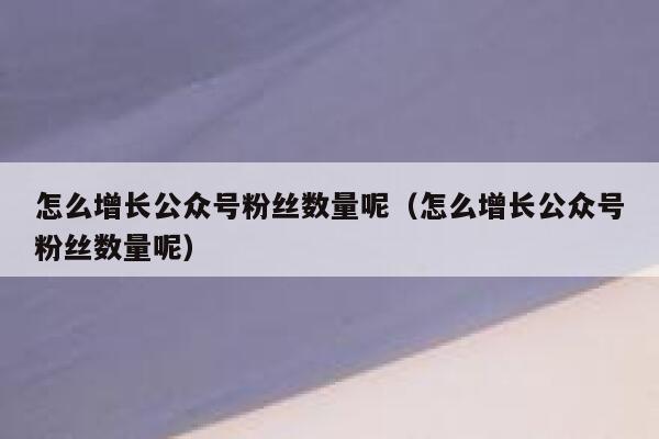 怎么增长公众号粉丝数量呢（怎么增长公众号粉丝数量呢） 第1张