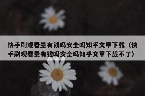 快手刷观看量有钱吗安全吗知乎文章下载（快手刷观看量有钱吗安全吗知乎文章下载不了） 第1张