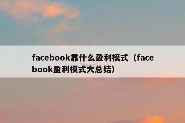 facebook靠什么盈利模式（facebook盈利模式大总结） 第1张