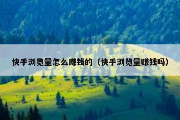 快手浏览量怎么赚钱的（快手浏览量赚钱吗） 第1张