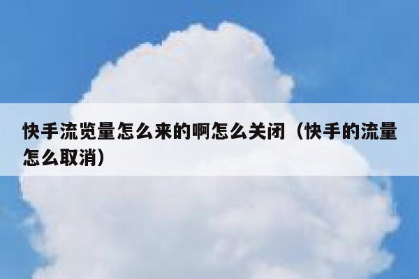 快手流览量怎么来的啊怎么关闭（快手的流量怎么取消） 第1张