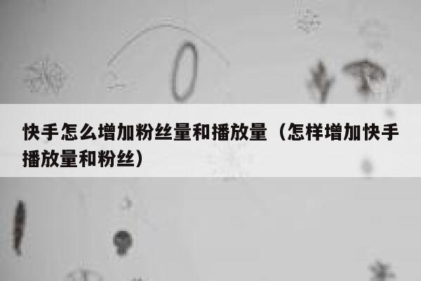 快手怎么增加粉丝量和播放量（怎样增加快手播放量和粉丝） 第1张