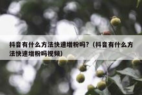 抖音有什么方法快速增粉吗?（抖音有什么方法快速增粉吗视频） 第1张
