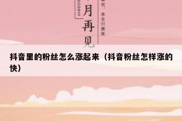 抖音里的粉丝怎么涨起来（抖音粉丝怎样涨的快） 第1张