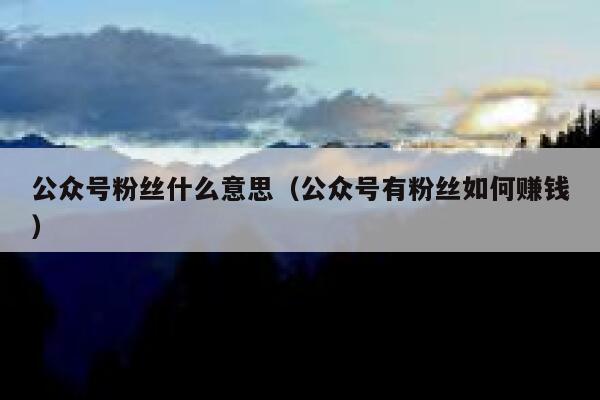 公众号粉丝什么意思（公众号有粉丝如何赚钱） 第1张