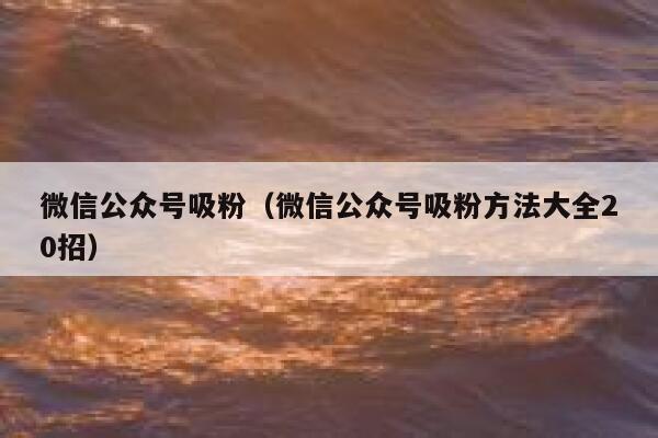 微信公众号吸粉（微信公众号吸粉方法大全20招） 第1张