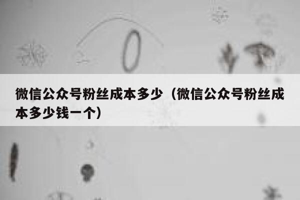 微信公众号粉丝成本多少（微信公众号粉丝成本多少钱一个） 第1张