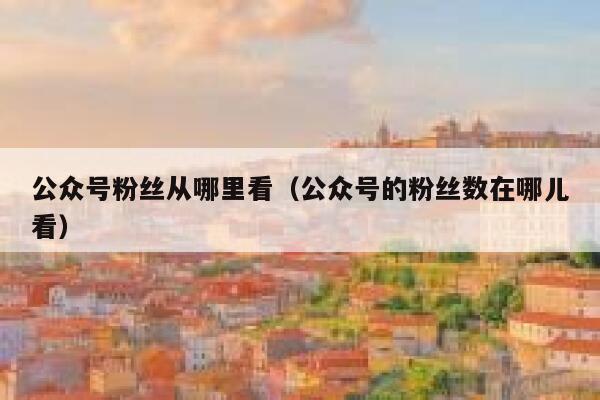 公众号粉丝从哪里看（公众号的粉丝数在哪儿看） 第1张