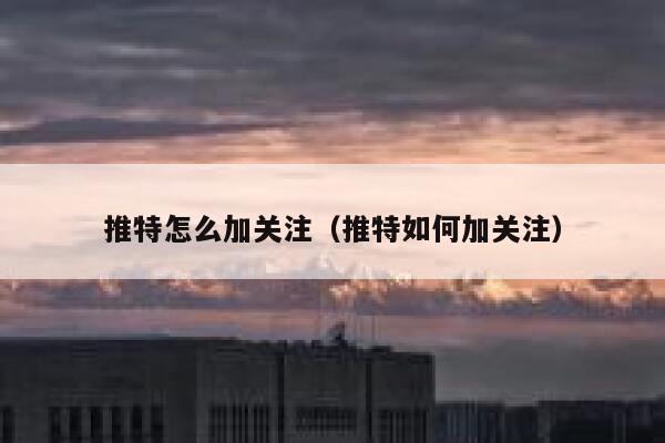 推特怎么加关注（推特如何加关注） 第1张