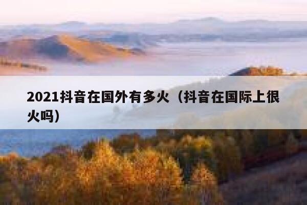 2021抖音在国外有多火（抖音在国际上很火吗） 第1张