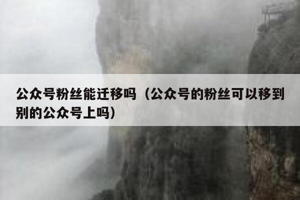 公众号粉丝能迁移吗（公众号的粉丝可以移到别的公众号上吗） 第1张