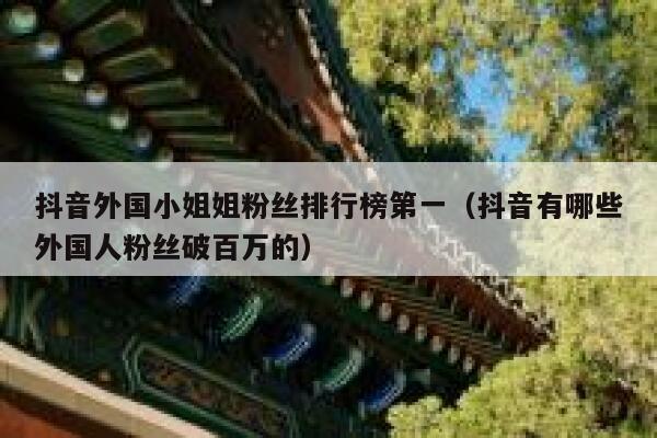 抖音外国小姐姐粉丝排行榜第一（抖音有哪些外国人粉丝破百万的） 第1张