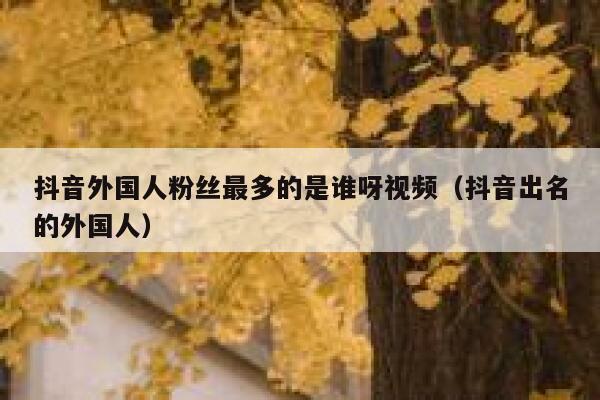 抖音外国人粉丝最多的是谁呀视频（抖音出名的外国人） 第1张