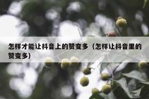 怎样才能让抖音上的赞变多（怎样让抖音里的赞变多） 第1张