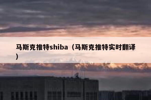 马斯克推特shiba（马斯克推特实时翻译） 第1张