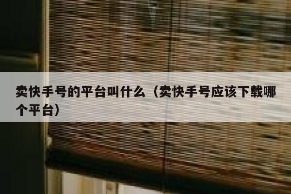 卖快手号的平台叫什么（卖快手号应该下载哪个平台） 第1张