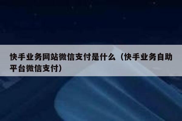 快手业务网站微信支付是什么（快手业务自助平台微信支付） 第1张