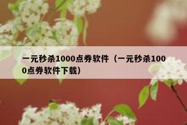 一元秒杀1000点券软件（一元秒杀1000点券软件下载） 第1张