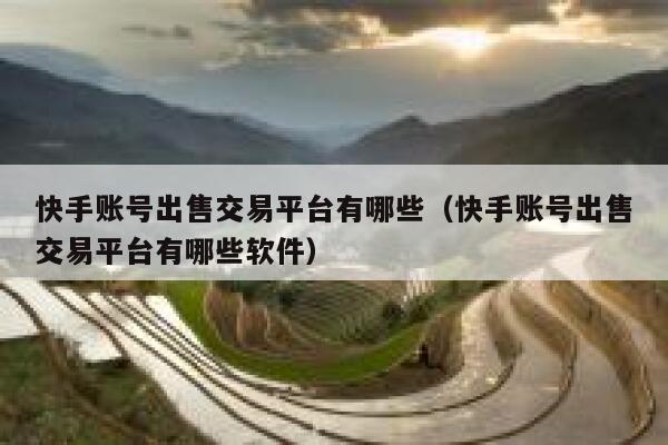 快手账号出售交易平台有哪些（快手账号出售交易平台有哪些软件） 第1张