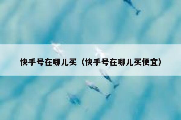 快手号在哪儿买（快手号在哪儿买便宜） 第1张