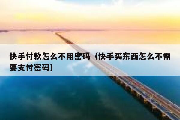 快手付款怎么不用密码（快手买东西怎么不需要支付密码） 第1张