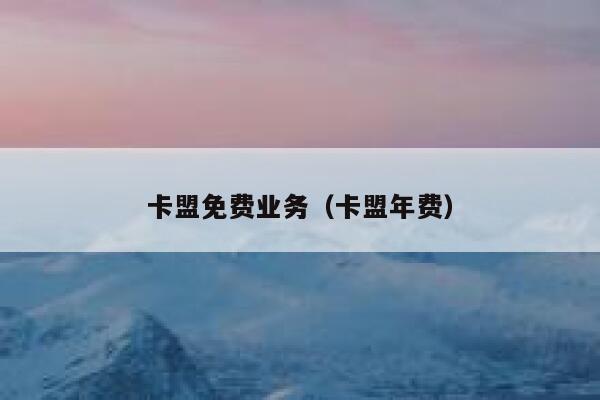 卡盟免费业务（卡盟年费） 第1张