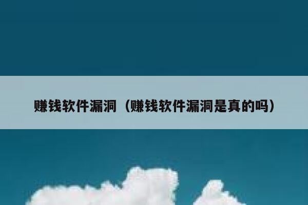 赚钱软件漏洞（赚钱软件漏洞是真的吗） 第1张