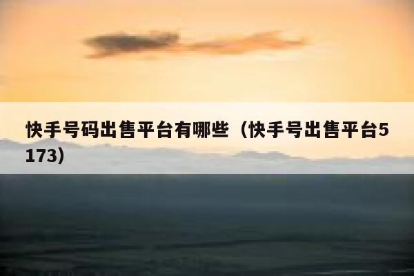 快手号码出售平台有哪些（快手号出售平台5173） 第1张