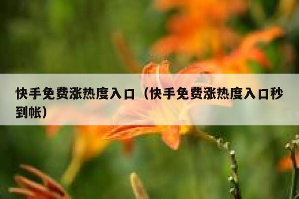 快手免费涨热度入口（快手免费涨热度入口秒到帐） 第1张