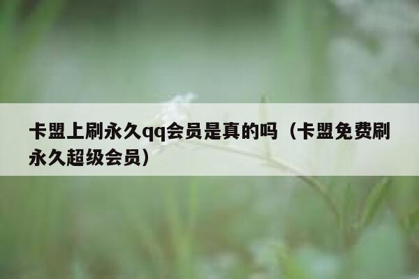 卡盟上刷永久qq会员是真的吗（卡盟免费刷永久超级会员） 第1张