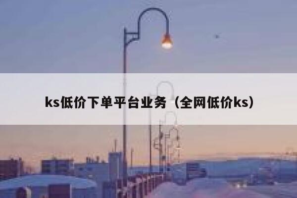 ks低价下单平台业务（全网低价ks） 第1张
