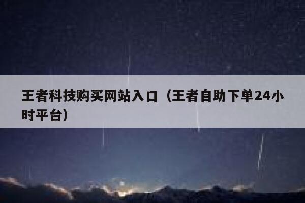 王者科技购买网站入口（王者自助下单24小时平台） 第1张