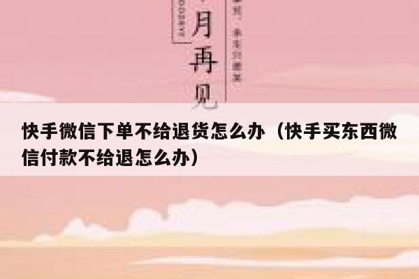 快手微信下单不给退货怎么办（快手买东西微信付款不给退怎么办） 第1张