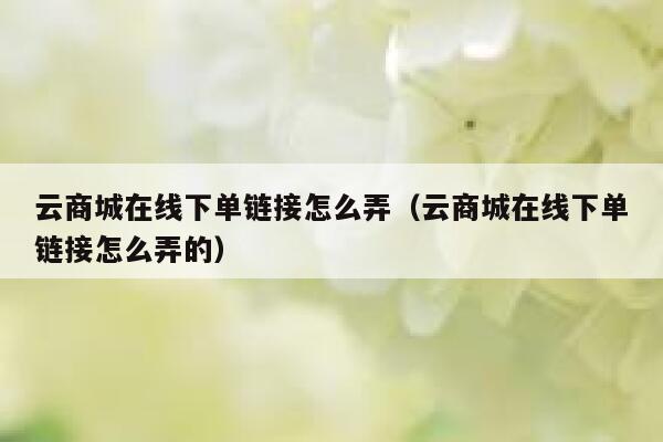 云商城在线下单链接怎么弄（云商城在线下单链接怎么弄的） 第1张