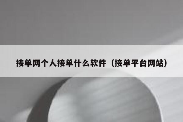 接单网个人接单什么软件（接单平台网站） 第1张