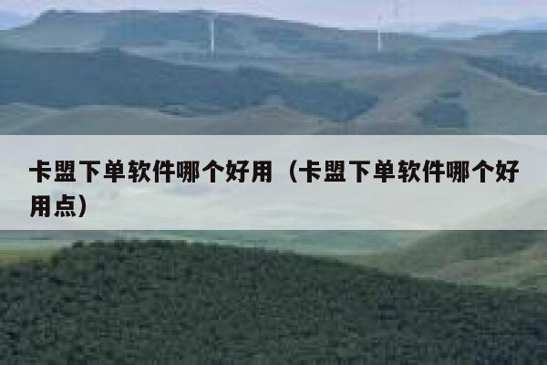 卡盟下单软件哪个好用（卡盟下单软件哪个好用点） 第1张