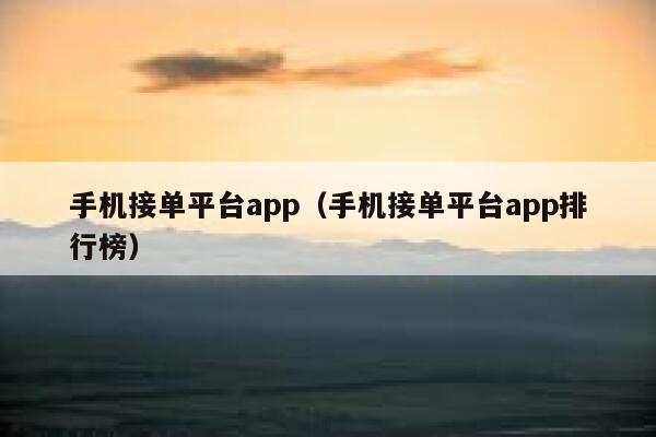 手机接单平台app（手机接单平台app排行榜） 第1张