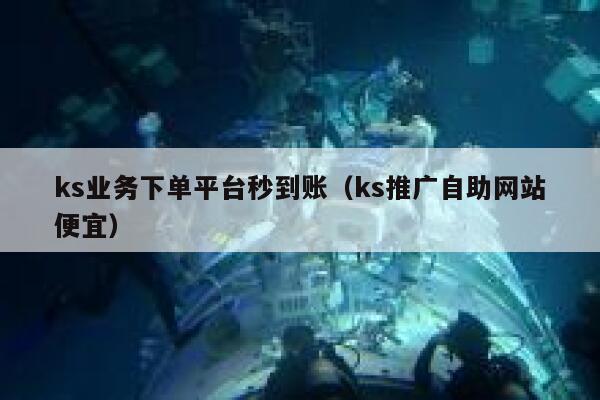 ks业务下单平台秒到账（ks推广自助网站便宜） 第1张