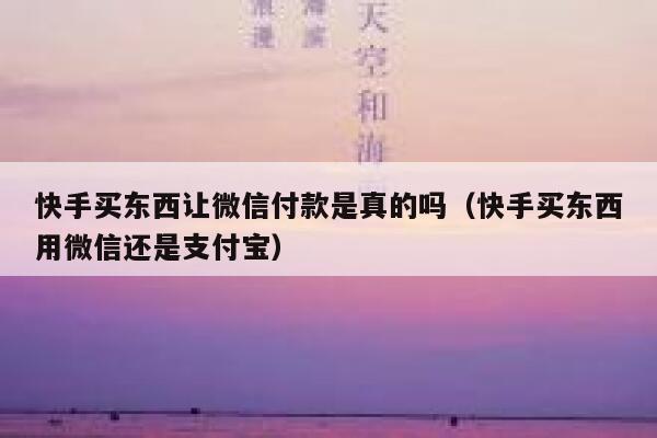 快手买东西让微信付款是真的吗（快手买东西用微信还是支付宝） 第1张
